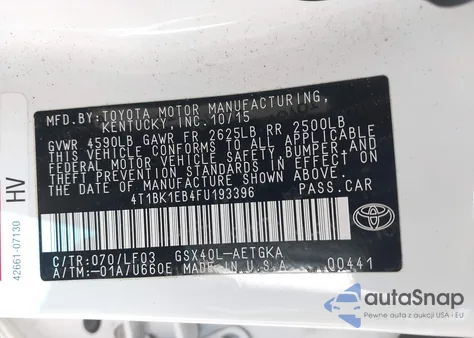 2015 Toyota Avalon Xle Premium from USA, damaged, VIN 4T1BK1EB4FU193396
